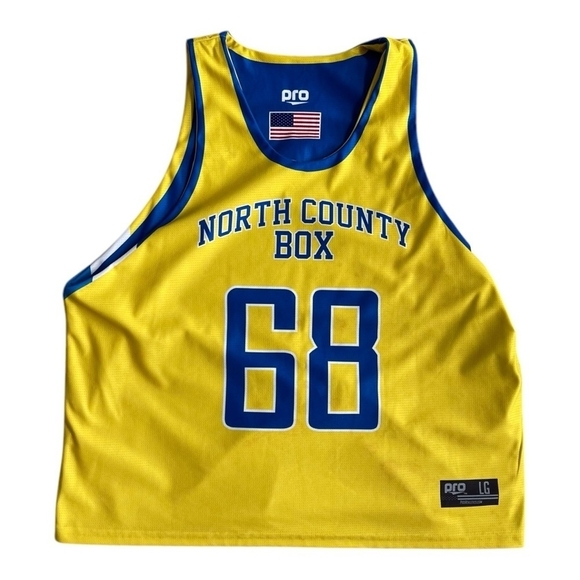 Unisex Jersey Blue Yellow Reversible Jersey Shirt North County Box Cali Tank Top - Picture 3 of 5